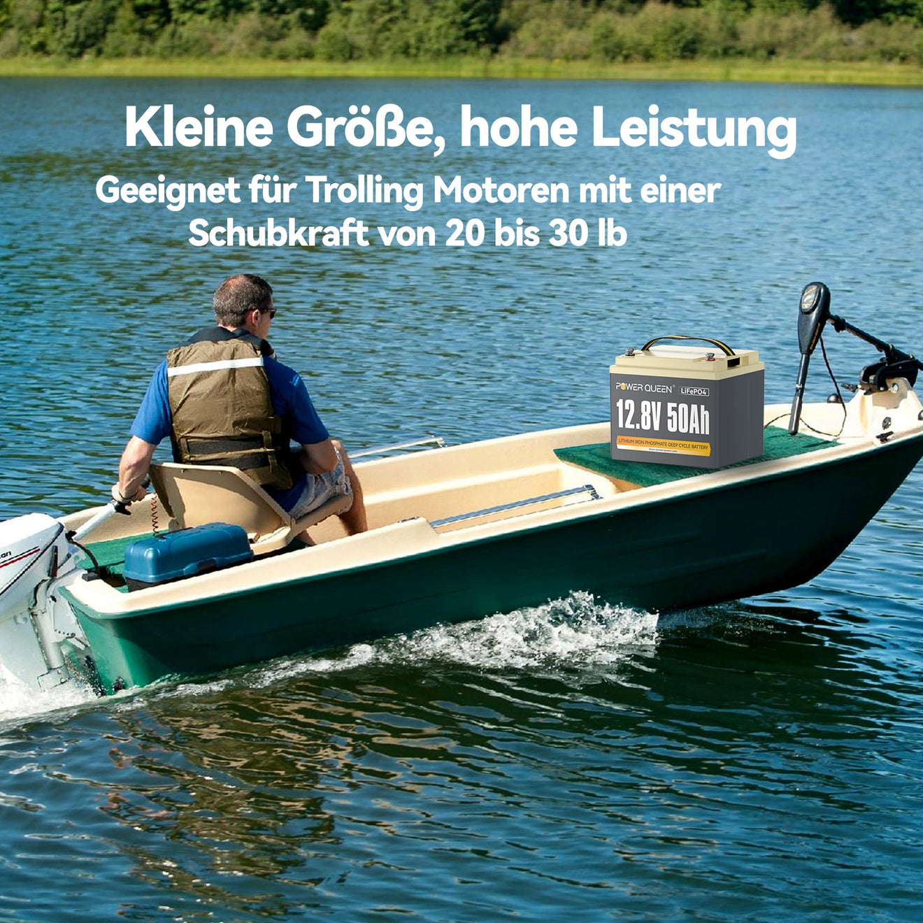 Power Queen 12V 50Ah LiFePO4 Batterie, Eingebautes 50A BMS