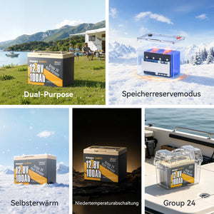 Power Queen 12V 100Ah Dual Purpose Group 24 LiFePO4 Outboard Motor Battery
