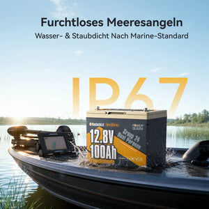 Power Queen 12V 100Ah Dual Purpose Group 24 LiFePO4 Outboard Motor Battery