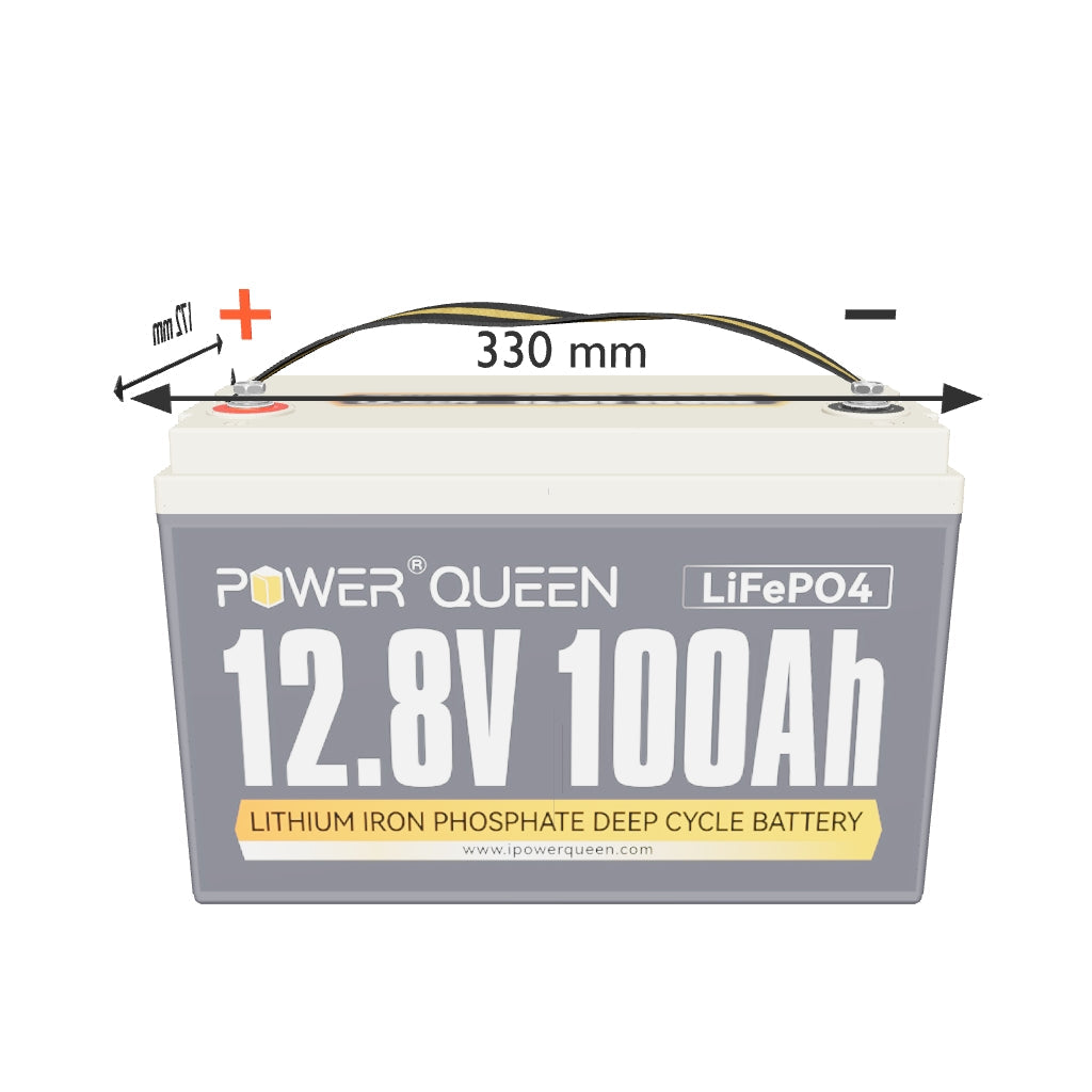 Bateria Power Queen 12V 100Ah LiFePO4, 100A BMS integrada