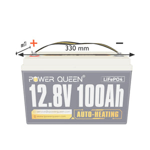 Power Queen 12V 100Ah Selbstheizende LiFePO4 Batterie, Eingebautes 100A BMS