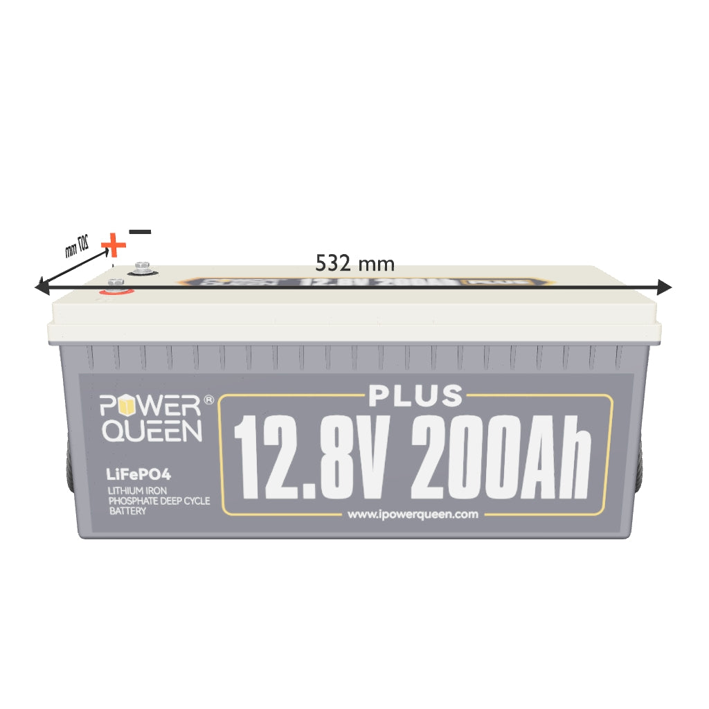 Batteria Power Queen 12V 200Ah Plus LiFePO4, BMS 200A integrato