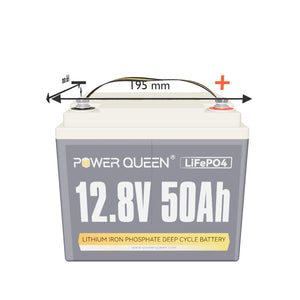 Power Queen 12V 50Ah LiFePO4 Batterie, Eingebautes 50A BMS