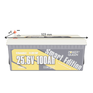 Power Queen LiFePO4 24V 100Ah Smart Solarbatterie mit Bluetooth