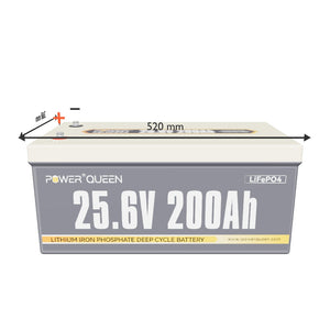Power Queen 24V 200Ah LiFePO4 Batterie, Eingebautes 200A BMS