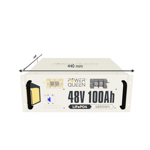 Power Queen 48V 100Ah 4HE Serverrack LiFePO4 Batterie, Integriertes 100A BMS