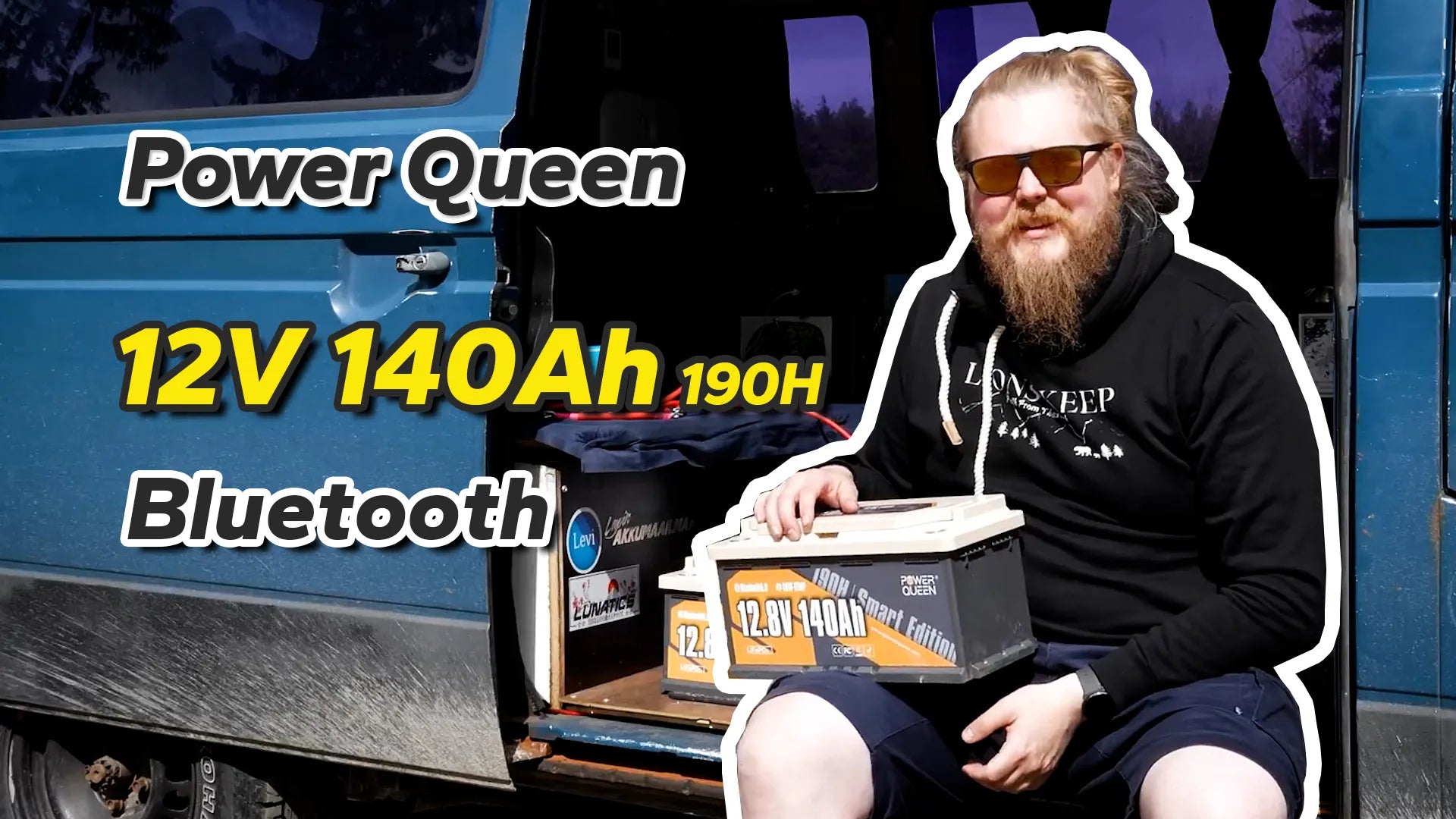 Power Queen 12V 140Ah 190H Bateria de lítio inteligente para motorhome com Bluetooth
