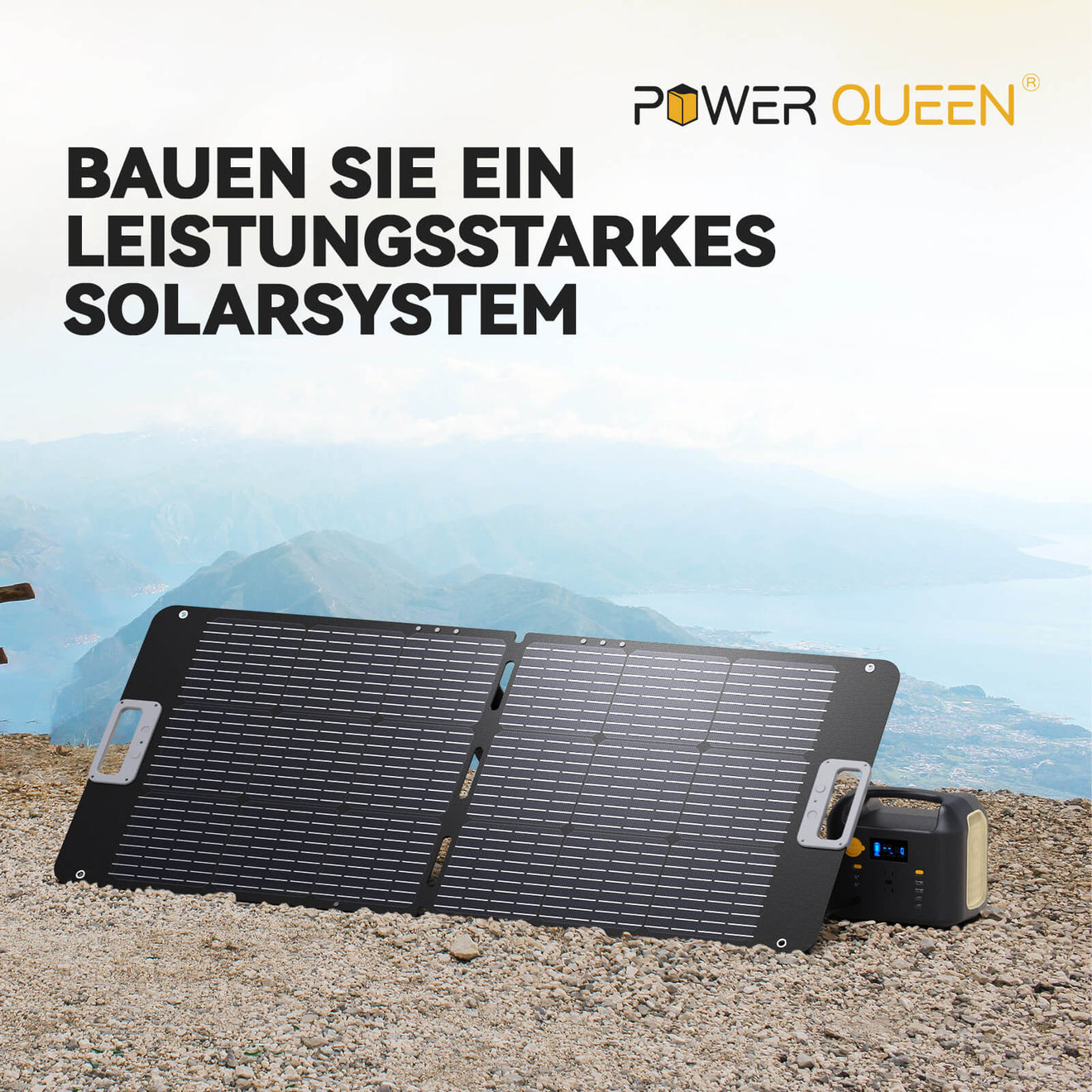 Power Queen 100W portable solar panel for gardens, balconies, RVs, camping