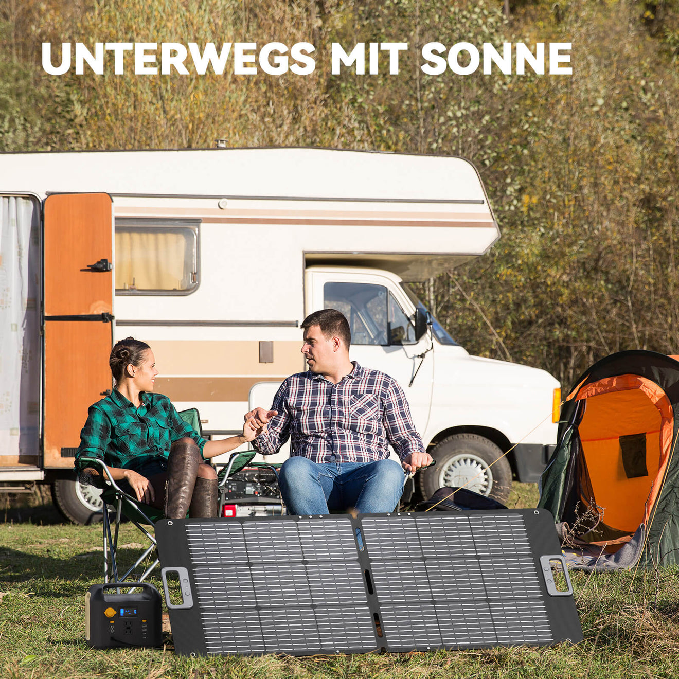 Power Queen 100W portable solar panel for gardens, balconies, RVs, camping