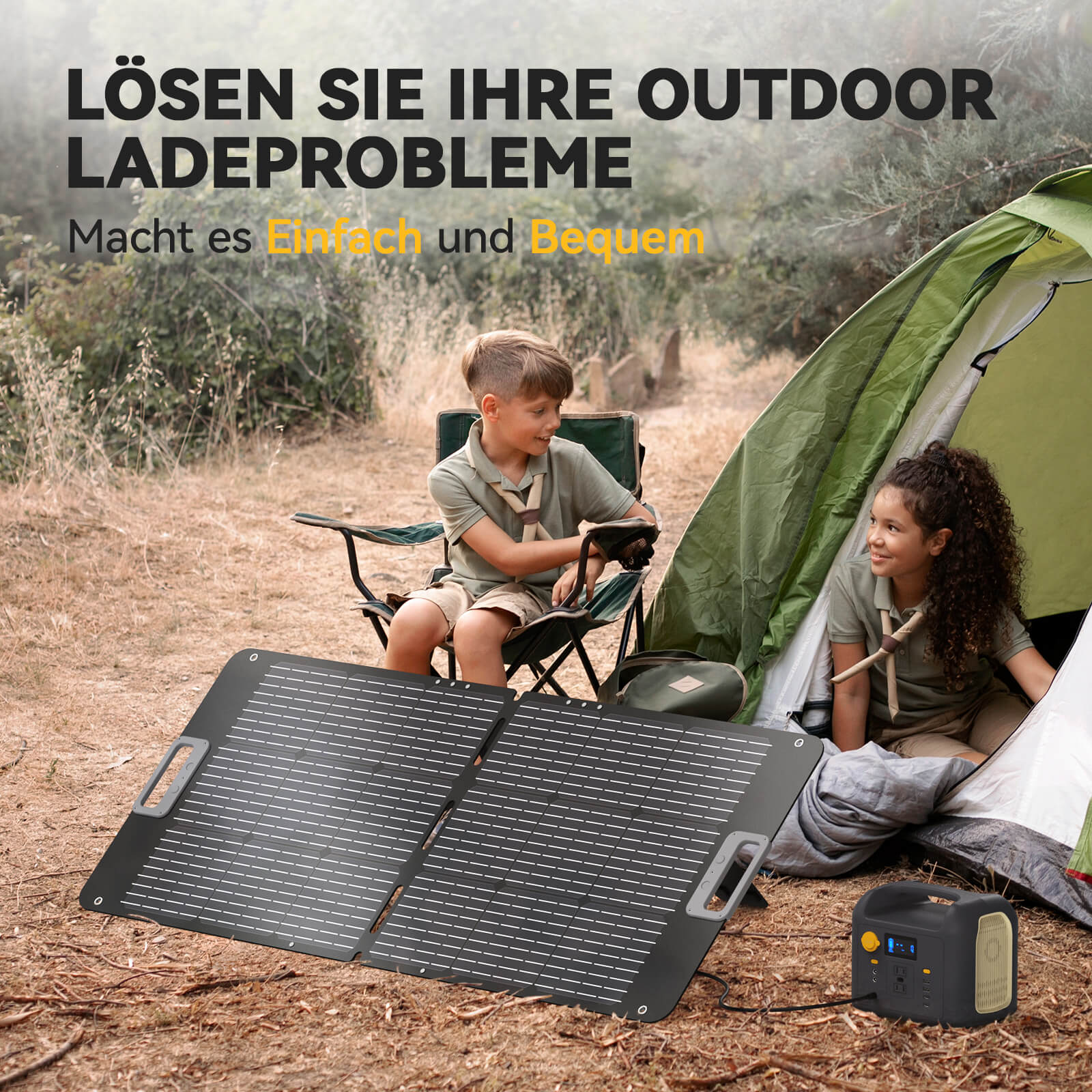 Power Queen 100W tragbares Solarpanel für Gärten, Balkone, Wohnmobil, Camping