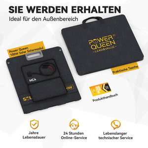 Power Queen 100W portable solar panel for gardens, balconies, RVs, camping