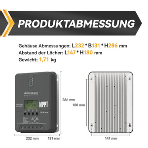 Power Queen MPPT 12/24V 30A Solarladeregler, Einstellbarer LCD-Anzeige